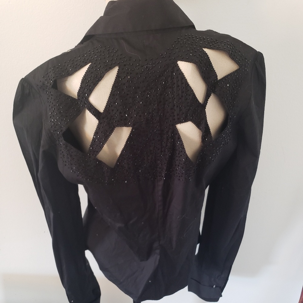 Sexy button up beaded shirt w/Cut Outs - Picture 3 of 6